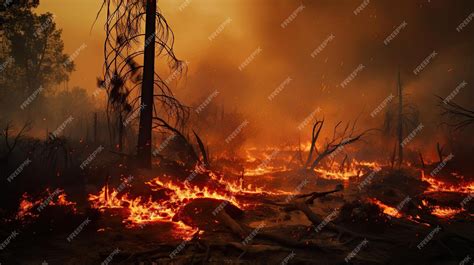 Premium AI Image | Wildfires spread rapidly due to prolonged drought