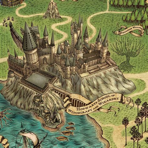 Map Of Hogwarts Poster Harry Potter Graphic Artwork MinaLima | Adams ...