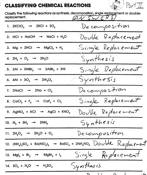 Classifying Chemical Equations Worksheets | Chemistry worksheets ...