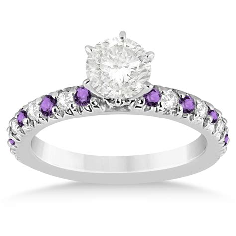 Amethyst & Diamond Engagement Ring Setting 18k White Gold 0.54ct - U8610