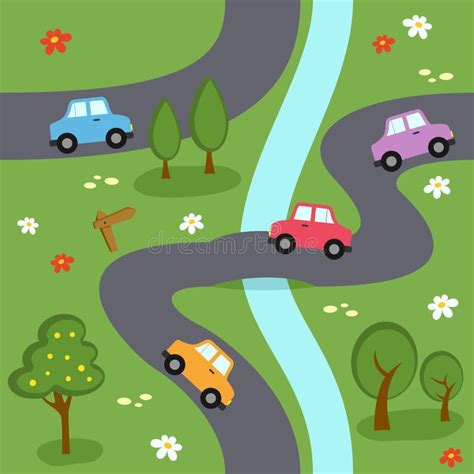 Cartoon Map Pattern Small Town Royalty Free Vector Im - vrogue.co