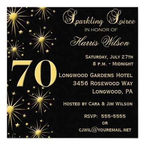 70th Birthday Party Invitations Wording | Drevio Invitations Design