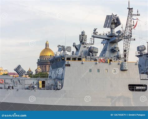 Saint Petersburg, Russia - 07/23/2018: Preparation for the Naval Parade ...