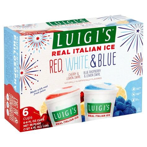 Luigi's Cherry & Lemon and Blue Raspberry & Lemon Swirl Real Italian Ice, 6 fl oz, 6 count ...