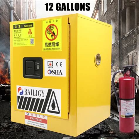12 GALLON FIREPROOF Flammable Liquid Safety Storage Cabinet Leak-proof Bins New $105.00 - PicClick