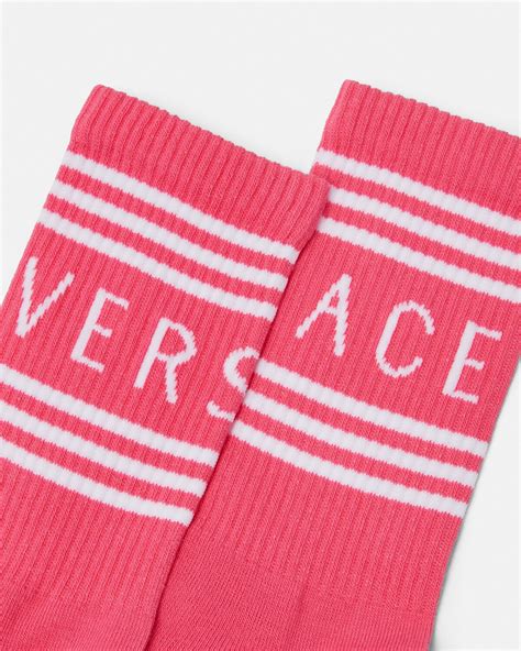 90s Vintage Logo Socks Pink | Versace US