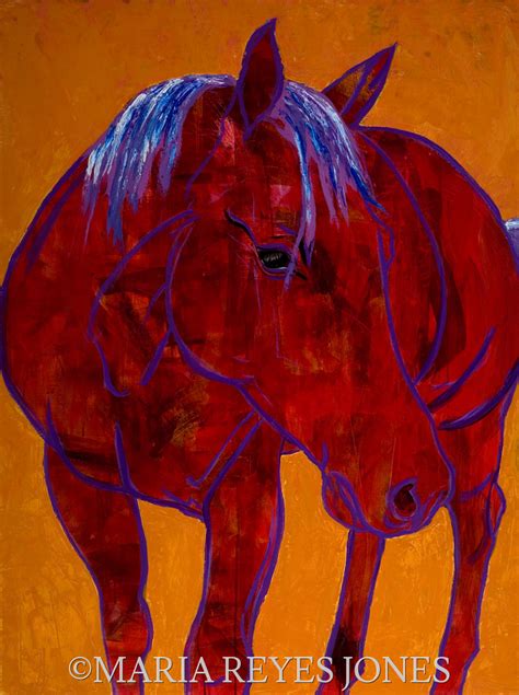 Painting : "Red Horse" (Original art by MariaReyesJones.com)