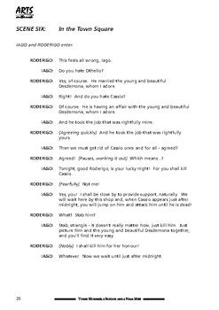 Drama play script sample pages: Othello, Shakespeare (adaptation)