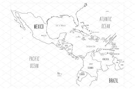 Central America map - hand-drawn | Education Illustrations ~ Creative ...