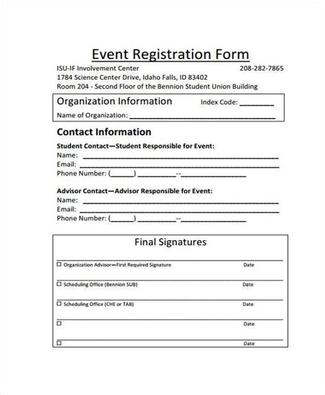 Printable Event Registration Form Template - Printable Templates