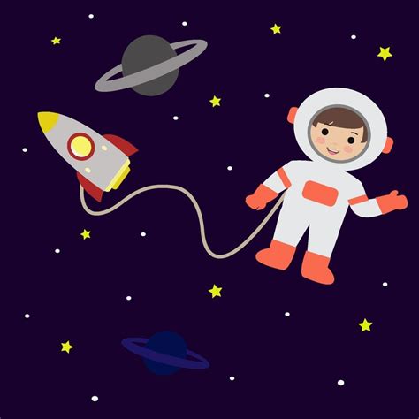 astronauta en vector de ilustración de dibujos animados de espacio 2516856 Vector en Vecteezy