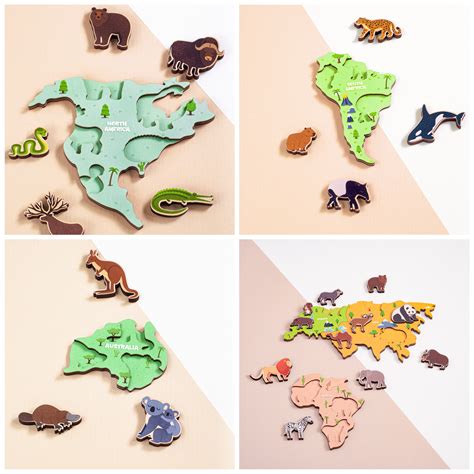 Kids World Map With Animals 2113 Kids - Etsy