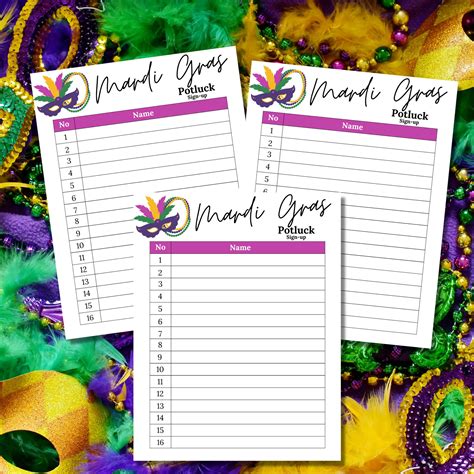 Potluck Sign up Sheet Mardi Gras Potluck Sign up Sheet Mardi Gras ...