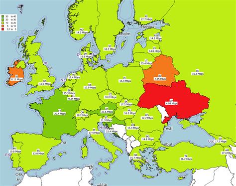 European Map of Mobile Data speeds (2017) : r/europe