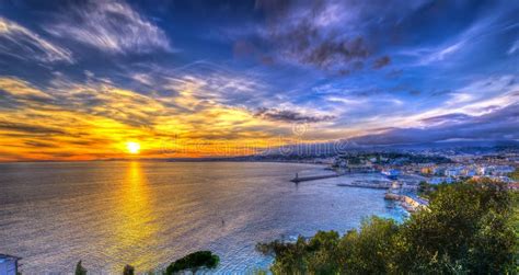 Aerial View of Beach in Nice at Sunset Stock Photo - Image of city, french: 39755314