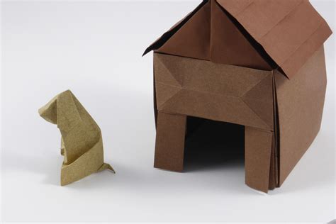 Puppy in Front of a Doghouse - Origami by Michał Kosmulski