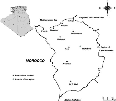 Map showing the region of Tlemcen and the surrounding areas. | Download Scientific Diagram