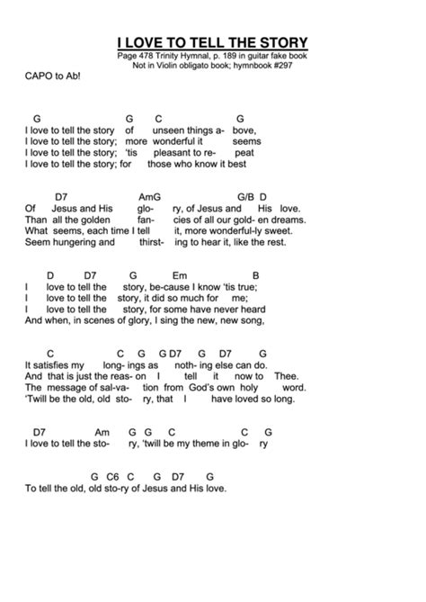 I Love To Tell The Story - Hymn Chords printable pdf download