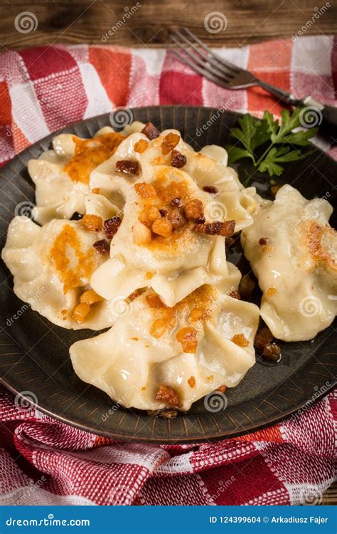 Fried Dumplings Pierogi with Meat. Stock Photo - Image of dinner ...