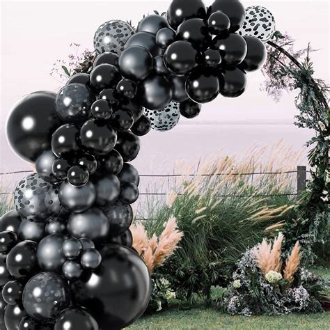 97 pcs black balloons metallic black confetti latex balloons happy ...