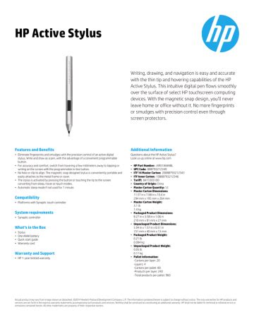 HP Active Pen Datasheet | Manualzz