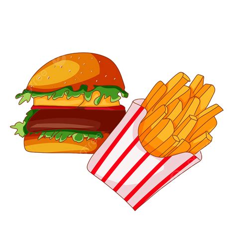 Cartoon Hamburger PNG Image, Cartoon Hamburg Fries Design Material, Food, Cartoon, Fast Food PNG ...