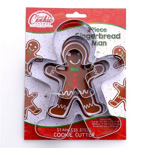 Gingerbread Man Cookie Cutter Set, 3 Piece, Stainless Steel - Walmart ...