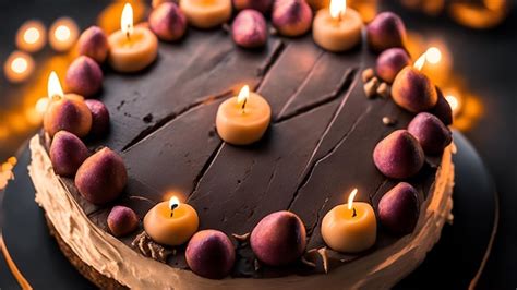 Premium AI Image | A chocolate cake with candles on it