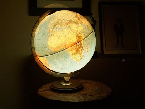 Michelin World Globe Desk Lamp, French Vintage Illuminated Earth Model ...