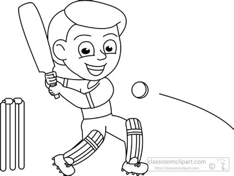 Sports : cricket_outline_214 : Classroom Clipart