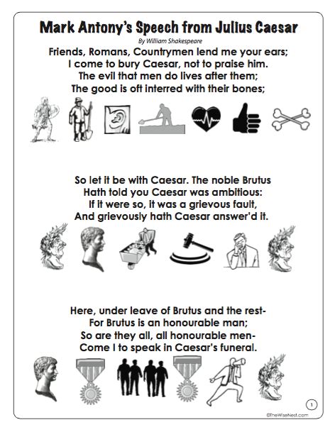 Mark Antony's Speech in Julius Caesar - The Wise Nest | Mark antony speech, Julius caesar, Mark ...