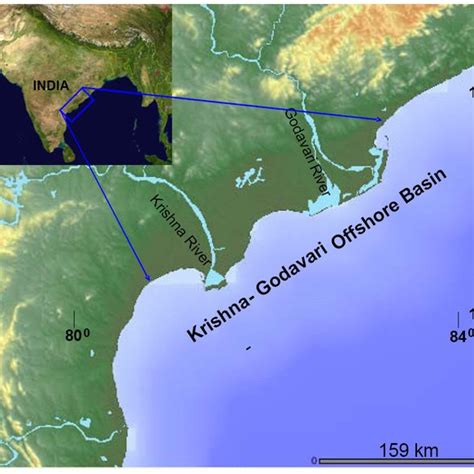 Location map of Krishna and Godavari delta, east coast of India ...