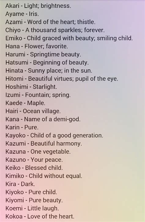 Japanese girl names | Japanese phrases, Japanese names and meanings, Japanese names