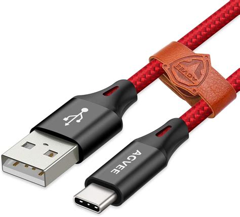 AGVEE 3A Heavy Duty USB-C Charger Cable Seamless USBC End LG Stylo 4 5 V20 ThinQ Braided Type-C ...