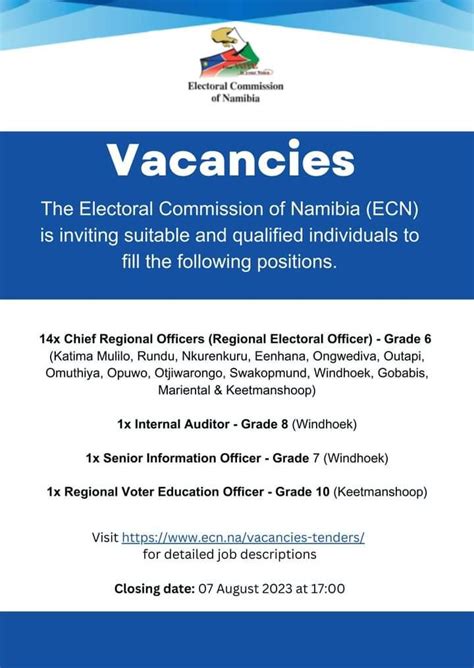 The Electoral Commission Of Namibia is Inviting People To Apply for ECN ...