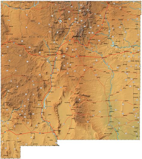 Detailed New Mexico Map - NM Terrain Map