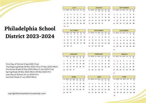 Philadelphia School District Calendar Holidays 2023-2024