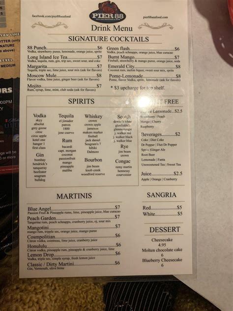 Menu at Pier 88 Boiling Seafood & Bar OKC, Oklahoma City