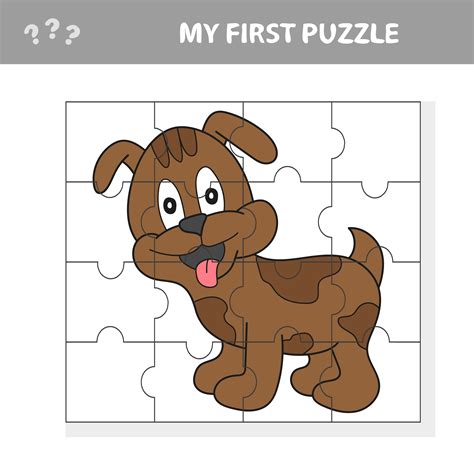 Cartoon Educational Jigsaw Puzzle Game for Children with Funny Dog Character 4651453 Vector Art ...