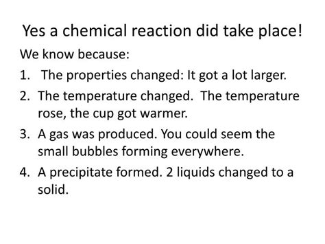 PPT - 5 Signs of a Chemical Reaction PowerPoint Presentation - ID:1121470