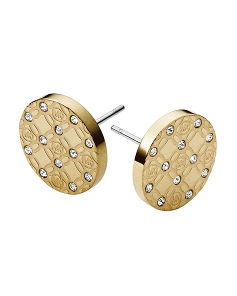 Lyst - Michael Kors Monogram Stud Earrings in Metallic