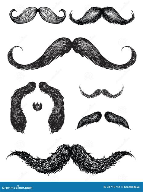 Hand Drawn Mustache Set Stock Images - Image: 31718744