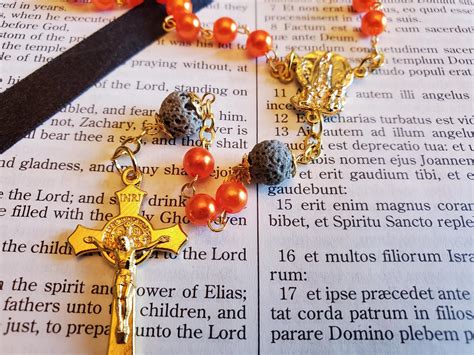 Orange Pearl w/ Lava Rocks Rosary - The Founders Tradin Post