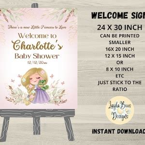 Rapunzel Baby Shower Welcome Sign, Princess Rapunzel Shower Welcome, Girls Baby Shower Welcome ...