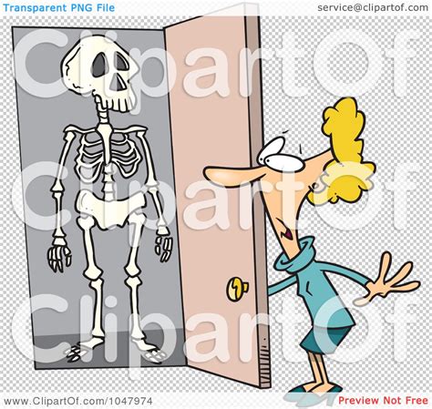 Royalty-Free (RF) Clip Art Illustration of a Cartoon Skeleton In A Woman's Closet by toonaday ...