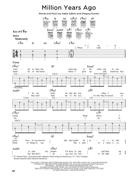 Million Years Ago by Adele - Guitar Lead Sheet - Guitar Instructor