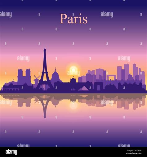 Paris city skyline silhouette background, vector illustration Stock ...