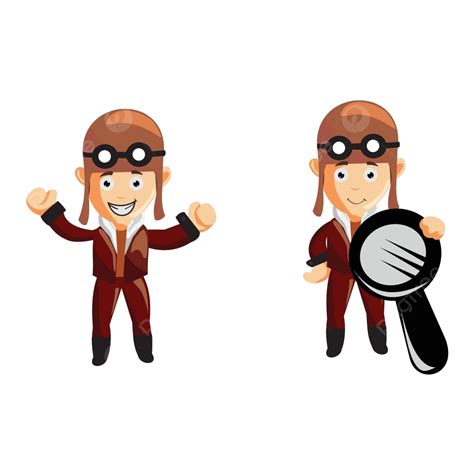 Pilot Character Illustration Use Helmet Headphones And Glasses Set Vector, Action, Goggles ...