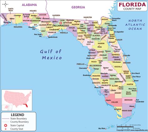 Florida Map | Map of Florida (FL) State With County