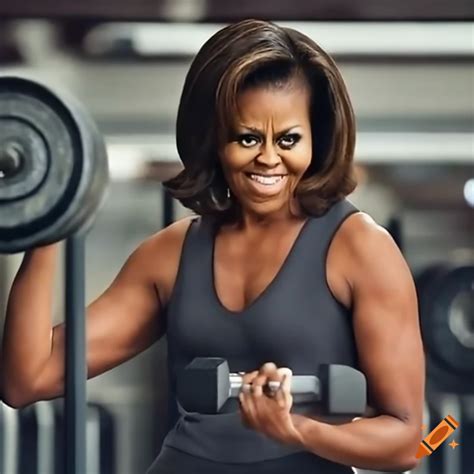 Michelle obama lifting weights in the gym on Craiyon